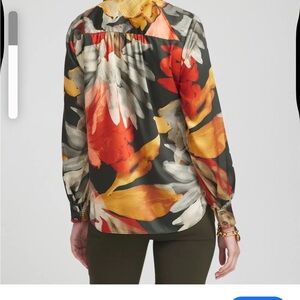 Floral Print Faux Silk Shirt